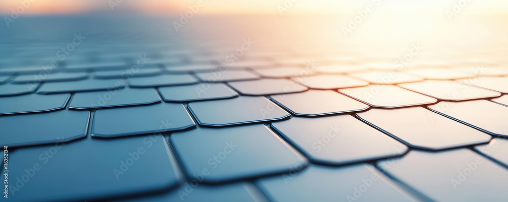 Poster Brushed abstract background concept. Close-up view of modern tiles reflecting sunlight in a serene environment.