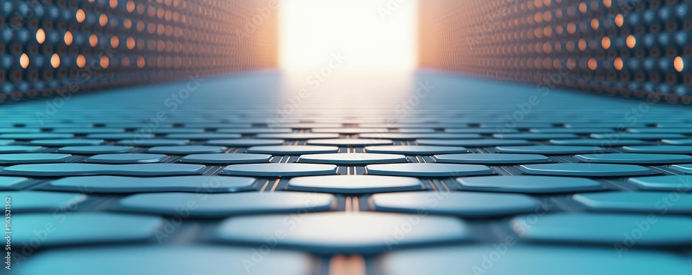 Poster brushed abstract background concept. futuristic perspective corridor illuminated, showcasing reflect