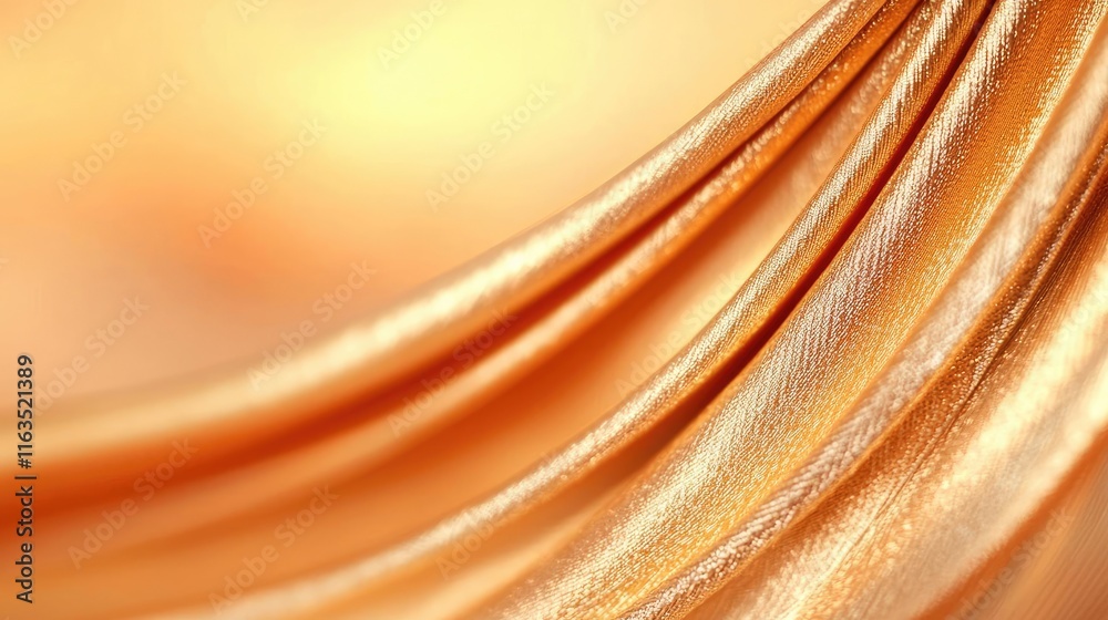 Poster brushed abstract background concept. a close-up of shimmering golden fabric gracefully flowing in so