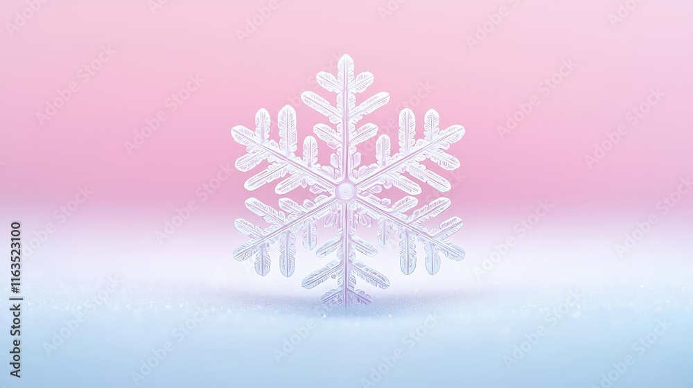 Aufkleber snowflake abstract background idea. a delicate snowflake rests on a soft gradient background, showca