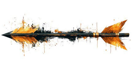 Abstract arrow pattern with bright color splashes and a directional energy