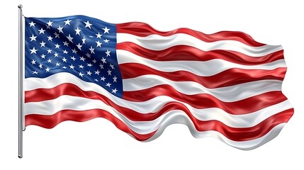 American flag art with dynamic waving stripes and bright shining stars