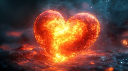 Obraz premium Blazing Heart Flame Symbolizing Love, Passion, and Emotional Intensity