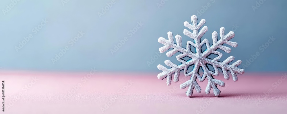 Aufkleber Snowflake abstract background idea. Delicate snowflake on pastel background, symbolizing winter's beauty and tranquility.