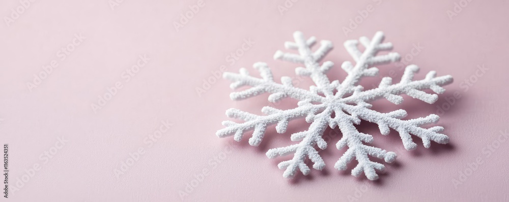 Aufkleber snowflake abstract background idea. a beautiful white snowflake resting on a soft pink background, s