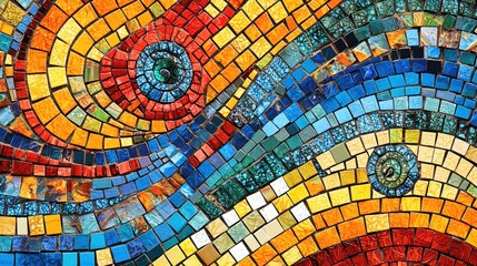 Intricate Mosaic Pattern with Colorful Tiles and Textures