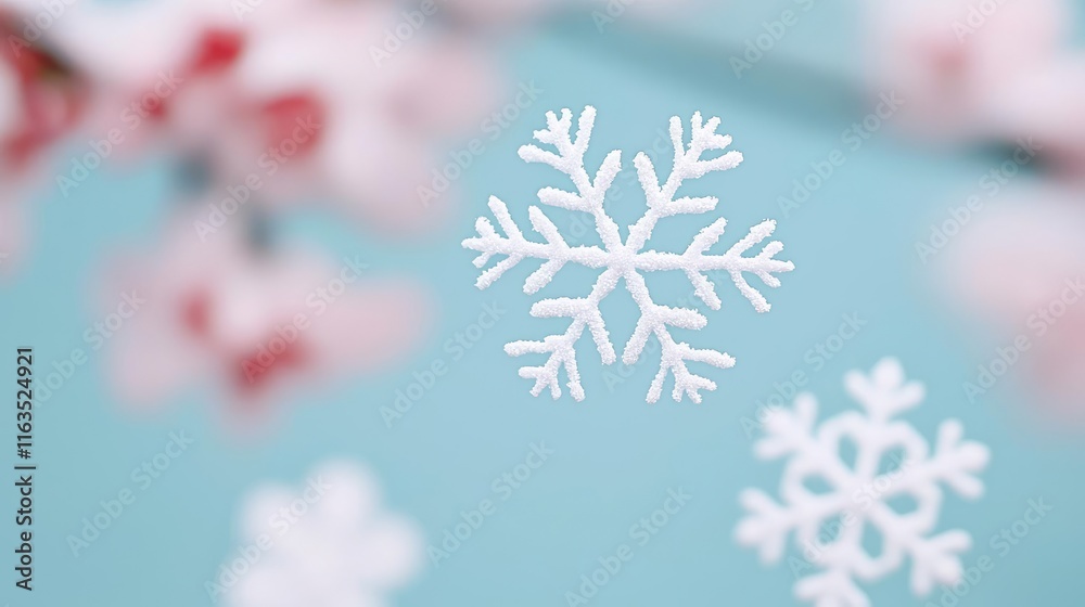 Aufkleber snowflake abstract background idea. delicate snowflakes suspended against a soft background with che