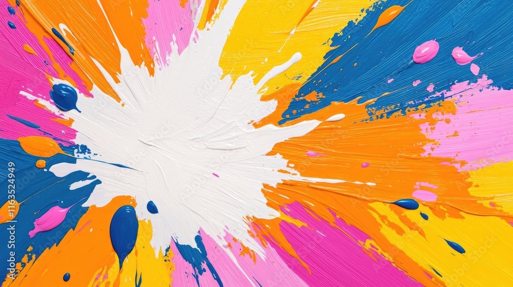 Poster splatter abstract background concept. an explosion of vibrant colors creating an abstract paint spla