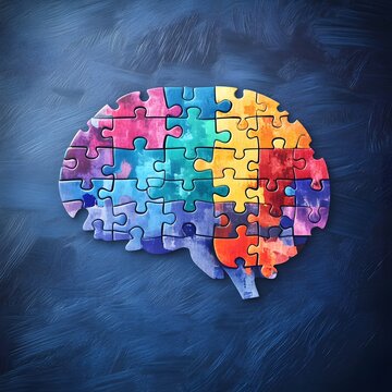 Brain with puzzle autism memory loss dementia