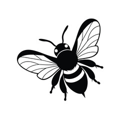 Bumblebee (Bombus) silhouette design, labeled linocut vector illustration.