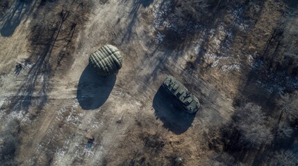 Aerial View of Parachute Operations in Natural Setting
