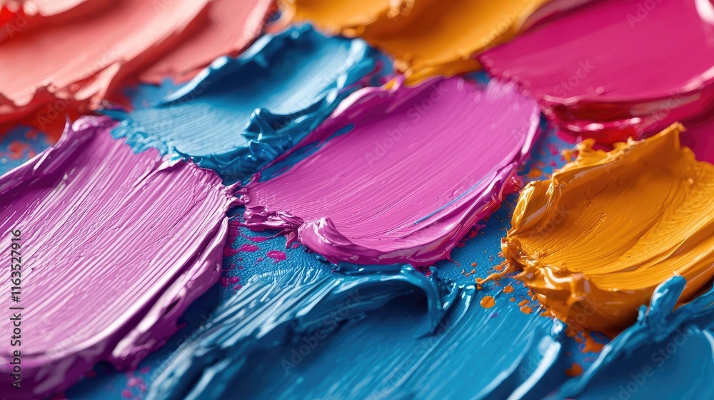 Poster Splatter abstract background concept. Colorful paint strokes create an abstract and vibrant artistic background.