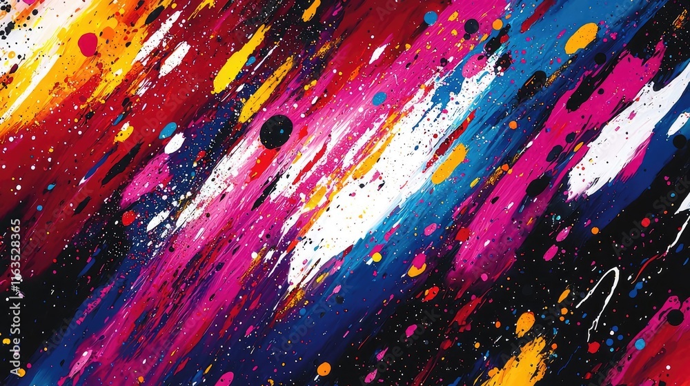 Aufkleber Splatter abstract background concept. Vibrant abstract artwork featuring dynamic splashes of color and energetic strokes.