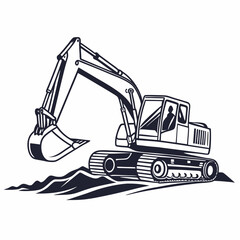 excavator and truck