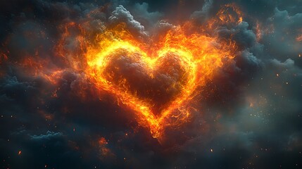 Ethereal heart figure glowing brightly representing love and raw passion image