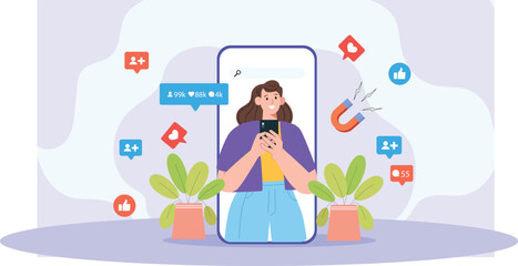 An engaging depiction of digital marketing strategies, featuring online engagement tools and impactful advertising campaigns.