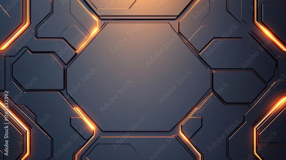 Poster Brushed abstract background concept. Futuristic abstract background with glowing geometric patterns and dark surface.