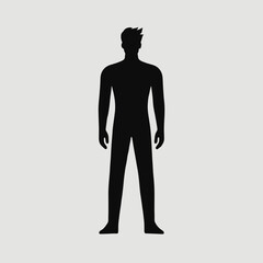 Obraz premium very simple, flat, and minimalist standing male silhouette in black color on a white background