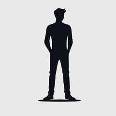 Obraz premium very simple, flat, and minimalist standing male silhouette in black color on a white background