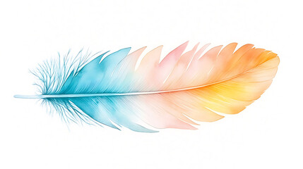 Obraz premium vibrant watercolor illustration of single feather in pastel colors