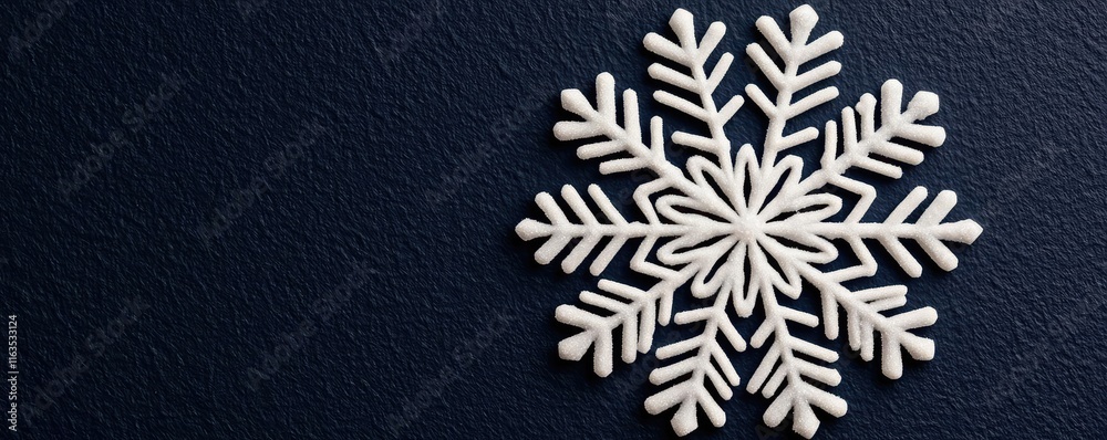 Poster Snowflake abstract background idea. Intricate snowflake design against a dark background, perfect for winter themes and decorations.