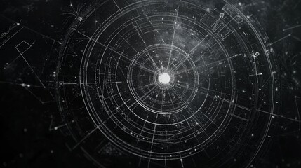 Abstract Dark Circular Design Cosmic Mandala Grunge Texture Technology Background