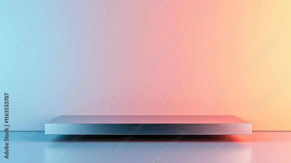 Aufkleber Brushed abstract background concept. A minimalist platform with a smooth surface and gradient lighting for visual presentations.