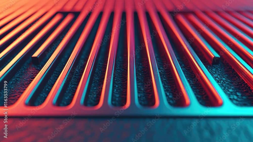Poster Brushed abstract background concept. Colorful abstract background featuring metallic lines in futuristic design.