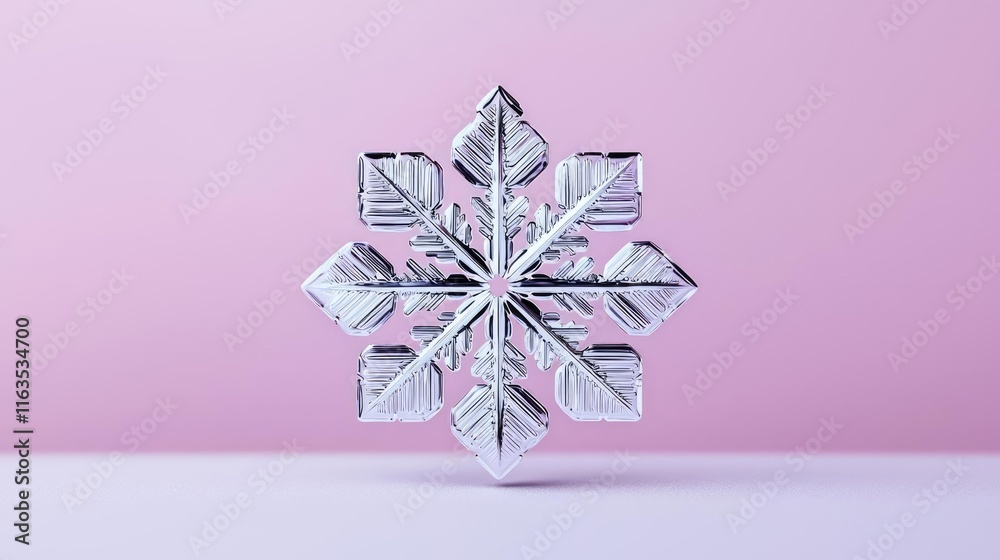 Poster snowflake abstract background idea. a stunning snowflake against a soft pink background, showcasing 