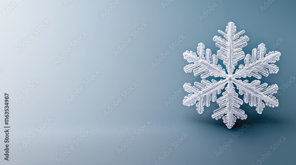 Poster Snowflake abstract background idea. A beautiful, intricate snowflake design on a soft blue background, representing winter.