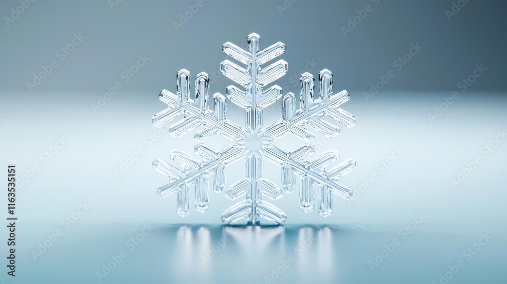Aufkleber Snowflake abstract background idea. A close-up of a delicate snowflake showcasing intricate ice patterns.