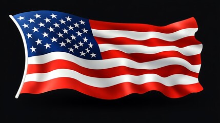 Fototapeta premium Patriotic American flag illustration highlighting bold stripes and detailed star patterns