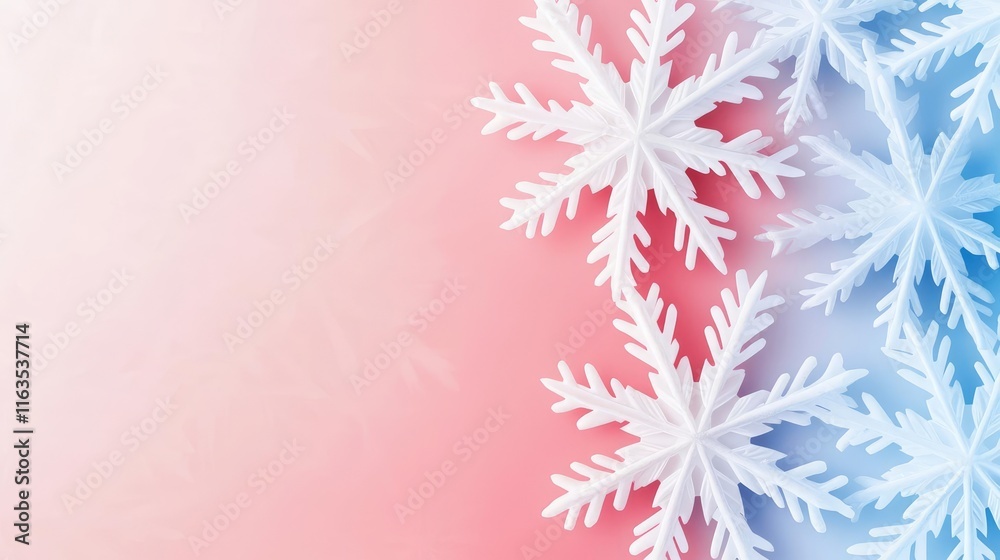 Poster snowflake abstract background idea. beautiful snowflakes on a pastel background, perfect for winter 