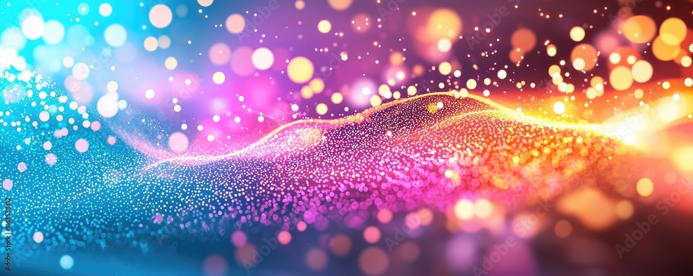 Poster Splatter abstract background concept. Vibrant abstract background with colorful lights and shimmering particles.