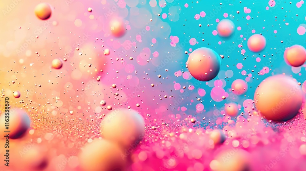 Poster Splatter abstract background concept. Vibrant abstract background with colorful bubbles and soft gradients.