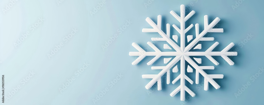 Poster Snowflake abstract background idea. A beautiful snowflake design on a soft blue background, symbolizing winter's beauty.