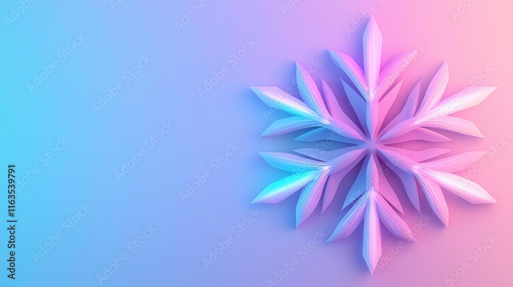 Poster Snowflake abstract background idea. Colorful abstract snowflake design with a gradient background for creative projects.