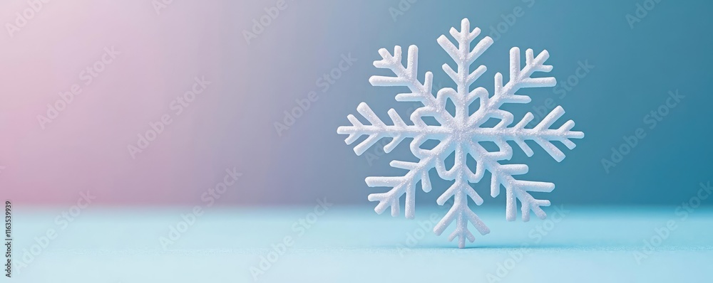 Poster Snowflake abstract background idea. A beautiful snowflake on a soft gradient background, capturing winter's delicate beauty.