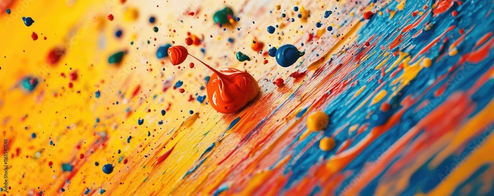 Poster Splatter abstract background concept. Vibrant splash of colors creating an abstract and dynamic artistic effect.