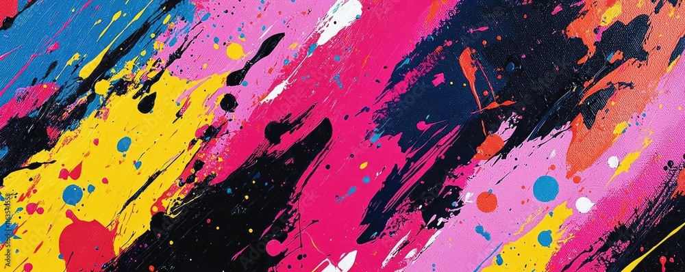 Poster splatter abstract background concept. vibrant abstract painting with dynamic colors and expressive b