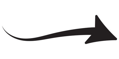 Round curl long arrow. Thin arrow curled symbol icon. Arrow swish sign.