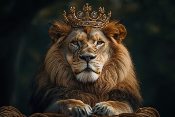 Fototapeta premium Majestic Lion on a Throne: A Stunning Display of Power and Regality