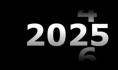 new year transition 2024 to 2025 design illustration on isolated black background.