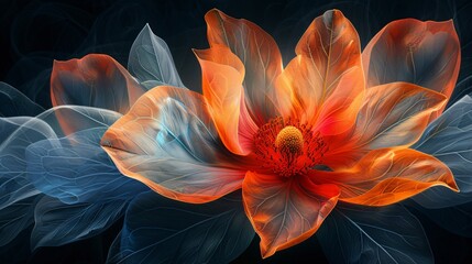 Obraz premium An abstract composition featuring flower petal vibrant orange