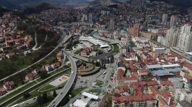 Beauty of Architecture in West Serbia, Uzice. Drone Shot