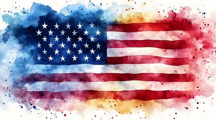 Vibrant American flag illustration featuring dynamic movement and patriotic color tones