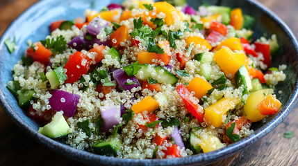 Colorful healthy salad bowl with fresh ingredients