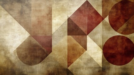 Abstract Geometric Design Brown Tones Canvas Texture