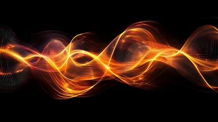 Abstract fiery wave pattern on black background.
