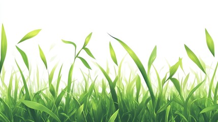 Fototapeta premium A vibrant illustration of green grass with a light background, emphasizing nature's beauty.